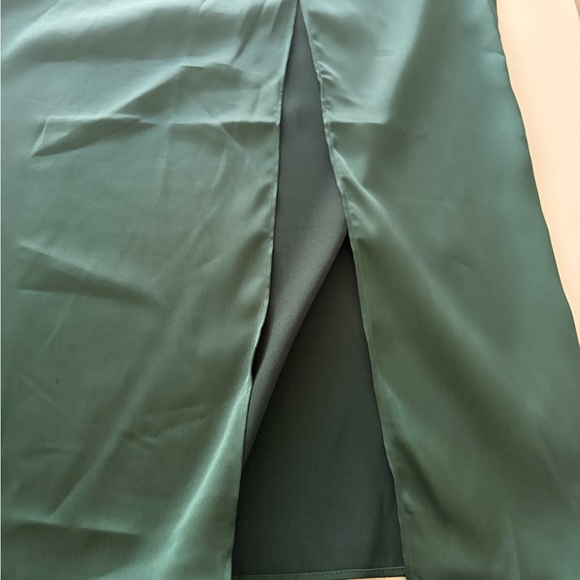 NWT Blu Pepper Forest Green Ruched Satin Pencil Maxi Skirt Size XL Wedding Guest - Picture 16 of 16